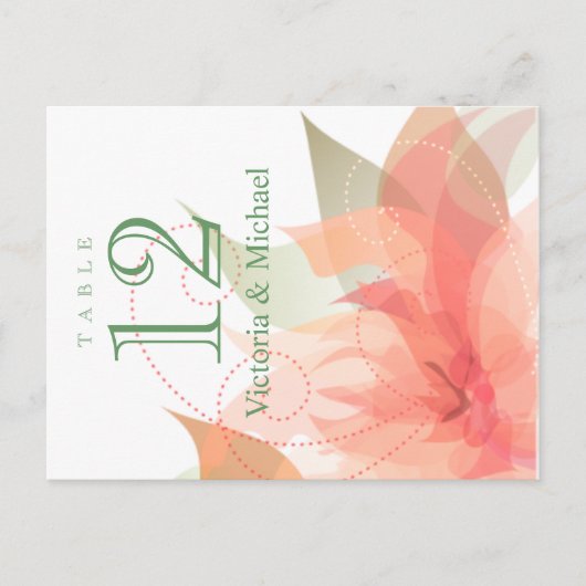 Tischnummern - Abstrakte Blume - Orangefeis (Vorderseite)