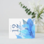 Tischnummern - Abstrakte Blumen - Blau und Weiß (Stehend Vorderseite)