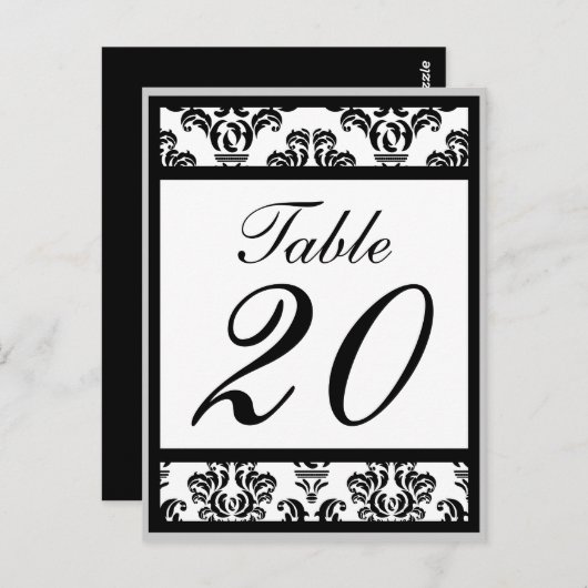 Tischnummern an der Damaske (schwarz/silber/weiß) (Vorne/Hinten)