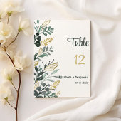 Tischnummern aus botanischem Aquarellgold