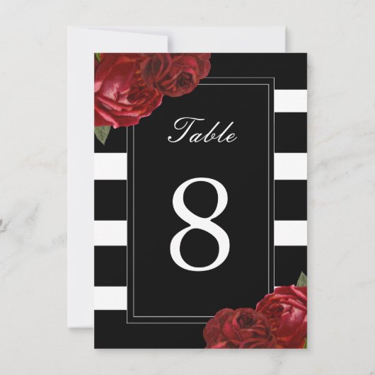 Tischnummern aus Schwarz und Weiß (Rückseite)