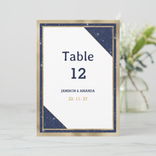 Tischnummern aus weißem Goldmedaille mit blauem Gl (Stehend Vorderseite)