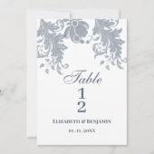 Tischnummern aus weißem Lila-Blau (Vorderseite)