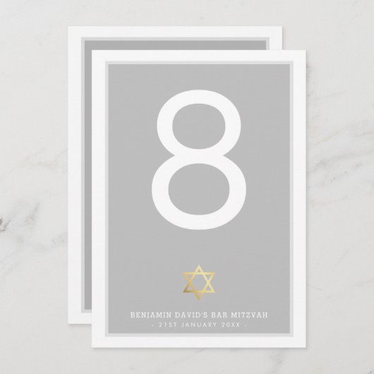 TISCHNUMMERN Bar Mitzvah Stern von david grau (Vorne/Hinten)