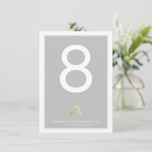 TISCHNUMMERN Bar Mitzvah Stern von david grau (Stehend Vorderseite)