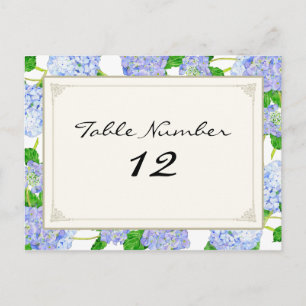 Tischnummern Blaue Hortensien Spitze Floral Formal