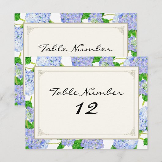 Tischnummern Blue Hydrangea Lace Floral Formal (Vorne/Hinten)