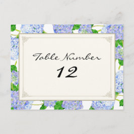 Tischnummern Blue Hydrangea Lace Floral Formal