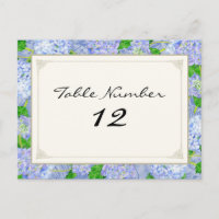 Tischnummern Blue Hydrangea Lace Floral Formal