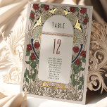 Tischnummern Bougainvillea Burgundy Gold Wedding<br><div class="desc">Zazzle bietet Foil-Karten mit einer Mindestbestellung von 5. Bitte beachten Sie, dass Sie die gleiche Tischnummer 5 Mal erhalten, wenn Sie bestellen. Art Nouveau Vintage floral Burgund & Gold Hochzeit Tischnummern von Alphonse Mucha in einem romantischen und whimsical Design mit Real Gold Foil. Viktorianische Schnörkel ergänzen klassische Deko-Schriftart. Bitte geben...</div>