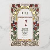 Tischnummern Bougainvillea Burgundy Gold Wedding (Vorderseite)