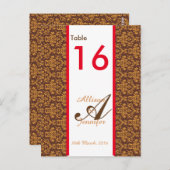 Tischnummern Damask Brown Orange Red (Vorne/Hinten)