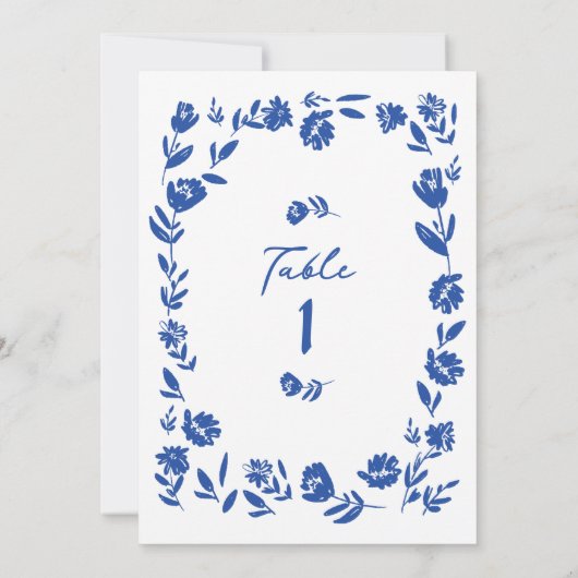 Tischnummern der blauen Blume (Rückseite)