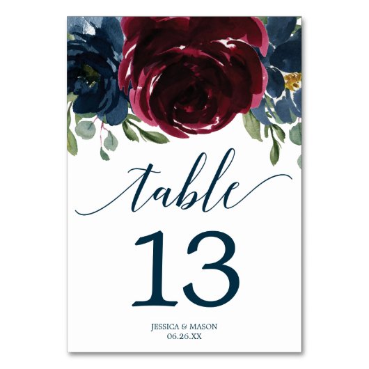 Tischnummern der Burgundy Navy (Rückseite)