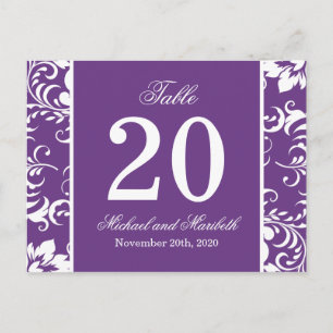 Tischnummern der Damassohle (Lila / weiß)