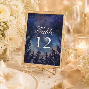 Tischnummern der Hochzeit von Starry Night Forest