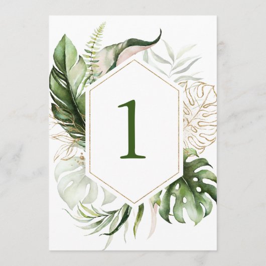 Tischnummern der tropischen Vegetation (Rückseite)