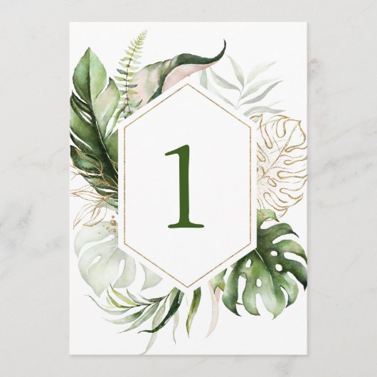 Tischnummern der tropischen Vegetation (Vorderseite)