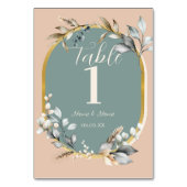 Tischnummern, die romantische Neutrale Aquamarin h Tischnummer (Rückseite)