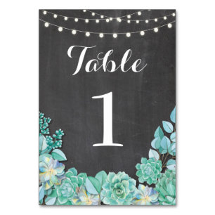 Tischnummern, die Succulents-rustikale Kreide Tischnummer