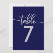 Tischnummern | Elegant Navy Blue Silver Wedding (Vorderseite)