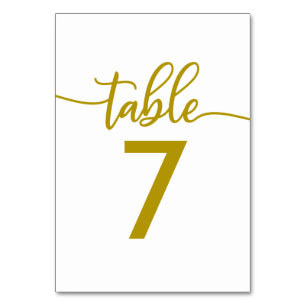 Tischnummern Elegante goldene Hochzeitsschrift
