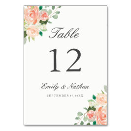 Tischnummern für blütenfarbene Pfirsichfarben