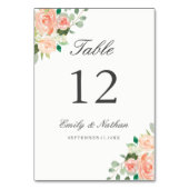 Tischnummern für blütenfarbene Pfirsichfarben (Rückseite)