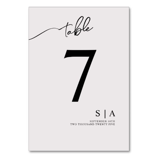 Tischnummern für eine moderne Hochzeit. (Vorderseite)