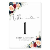 Tischnummern für Hochzeiten in Burgund und der Mar (Rückseite)