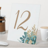 Tischnummern für Hochzeiten mit aquamarinen und go Sockelschild (In Situ)