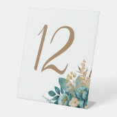 Tischnummern für Hochzeiten mit aquamarinen und go Sockelschild (Vorderseite)