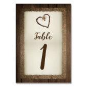 Tischnummern für Hochzeiten mit Holz, Burlap & Twi (Vorderseite)