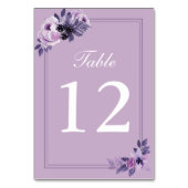 Tischnummern für Hochzeiten mit Lila Blumenbeet (Rückseite)