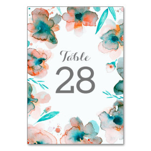 Tischnummern für Hochzeiten von Wasserfarben