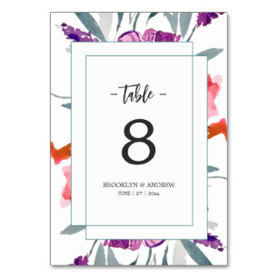 Tischnummern für Hochzeiten von Wasserfarben