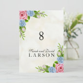 Tischnummern für Hochzeiten von Wasserfarben (Stehend Vorderseite)
