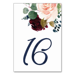 Tischnummern für KJ Watercolor Blue Schriftart #16