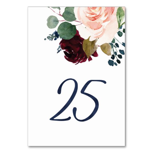 Tischnummern für KJ Watercolor Blue Schriftart #25 (Vorderseite)