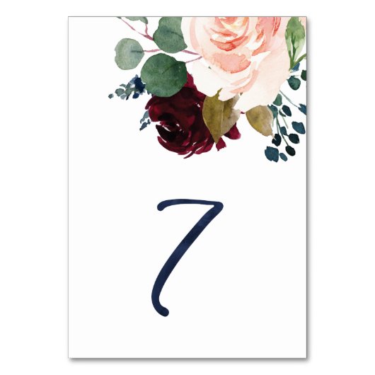 Tischnummern für KJ Watercolor Blue Schriftart #7 (Vorderseite)
