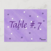 Tischnummern für lila und weiße Sterne Postkarten (Rückseite)
