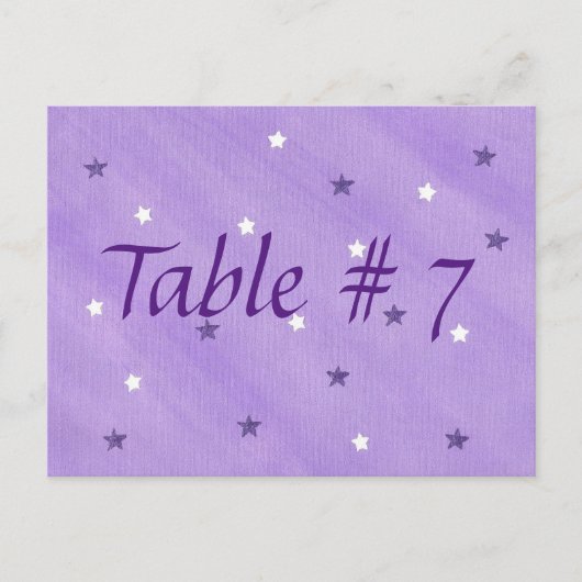 Tischnummern für lila und weiße Sterne Postkarten (Vorderseite)