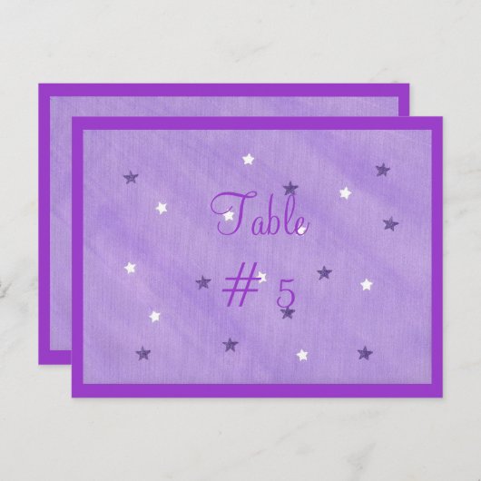 Tischnummern für lila und weiße Sterne Postkarten (Vorne/Hinten)