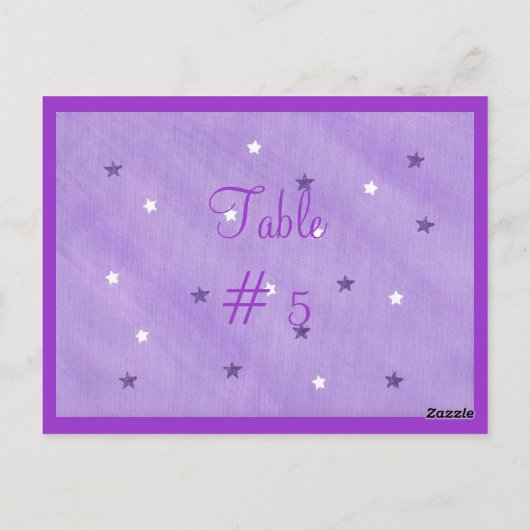 Tischnummern für lila und weiße Sterne Postkarten (Rückseite)