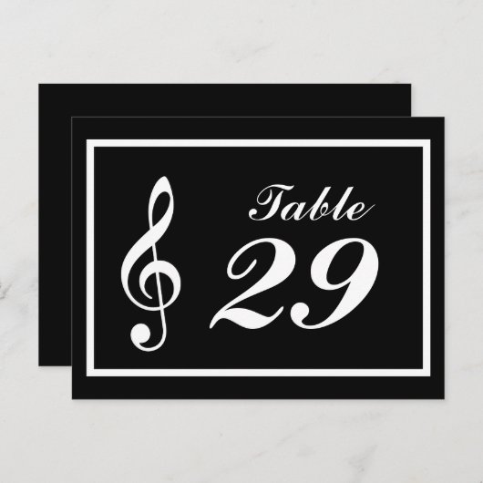 Tischnummern für Musikalische Note (schwarz / weiß (Vorne/Hinten)
