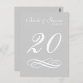 Tischnummern für Skripte Geblüht (Silber / Weiß) (Vorne/Hinten)