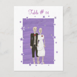 Tischnummern, Halloween Skeleton Couple Postkarte