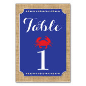 Tischnummern Hochzeit Crab Boil Beach Burlap (Vorderseite)