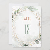 Tischnummern Hochzeit mit goldener und grüner Geom (Vorderseite)
