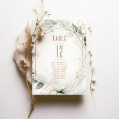Tischnummern Hochzeit mit goldener und grüner Geom